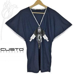 Custo Barcelona Vintage Blue Emblished T Shirt
